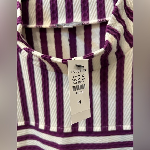 TALBOTS T by Talbots Mockneck Textured Stripe Pullover Size Large Petite NWT - Picture 8 of 10